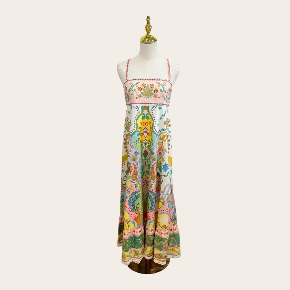 Antonio Melani Anne Celestial Print Square Neck Sleeveless A-Line Maxi Dress NWT - Picture 4 of 15